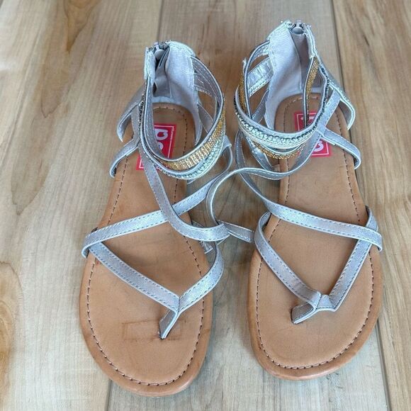 EDL Presents Pop Eiffel Antique Gold Embellished Strappy Sandal Size 8 1/2 - Picture 4 of 15